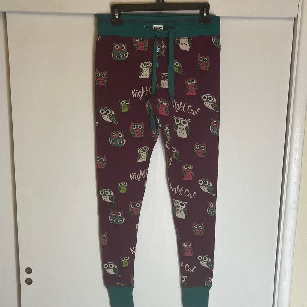 Lazy One Purple Owl Print Pajama Bottoms Size Small